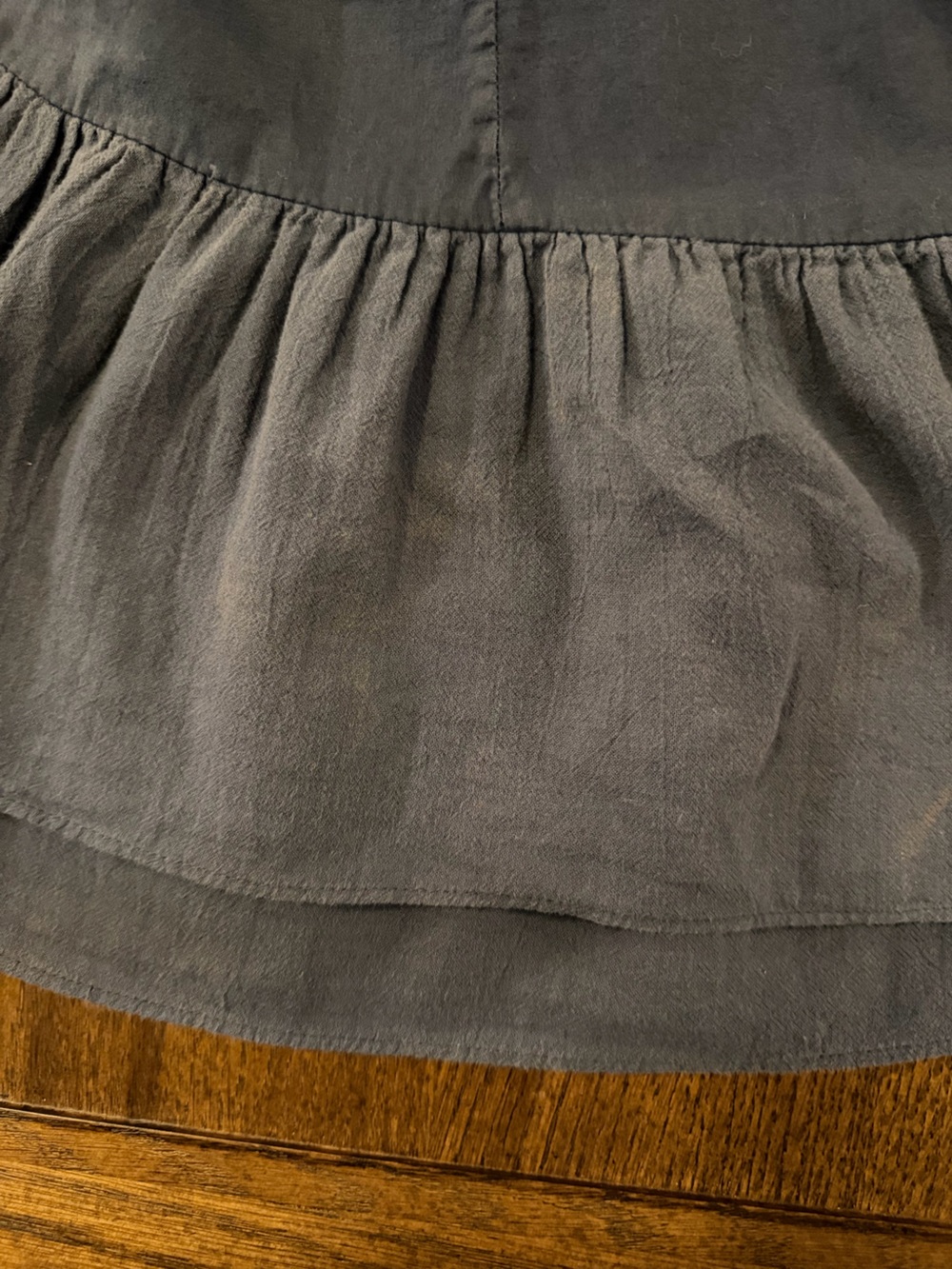 GUESS Ruffled V-Neck Short Sleeve Dress - Dark Navy - Picture 6 of 6